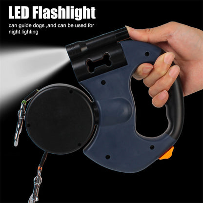 Tangle-Free Dual Dog Leash with LED Flashlight