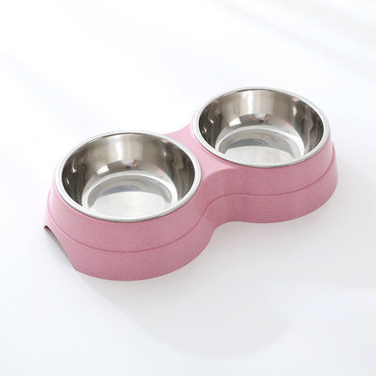 Double Stainless Steel Pet Bowl Set