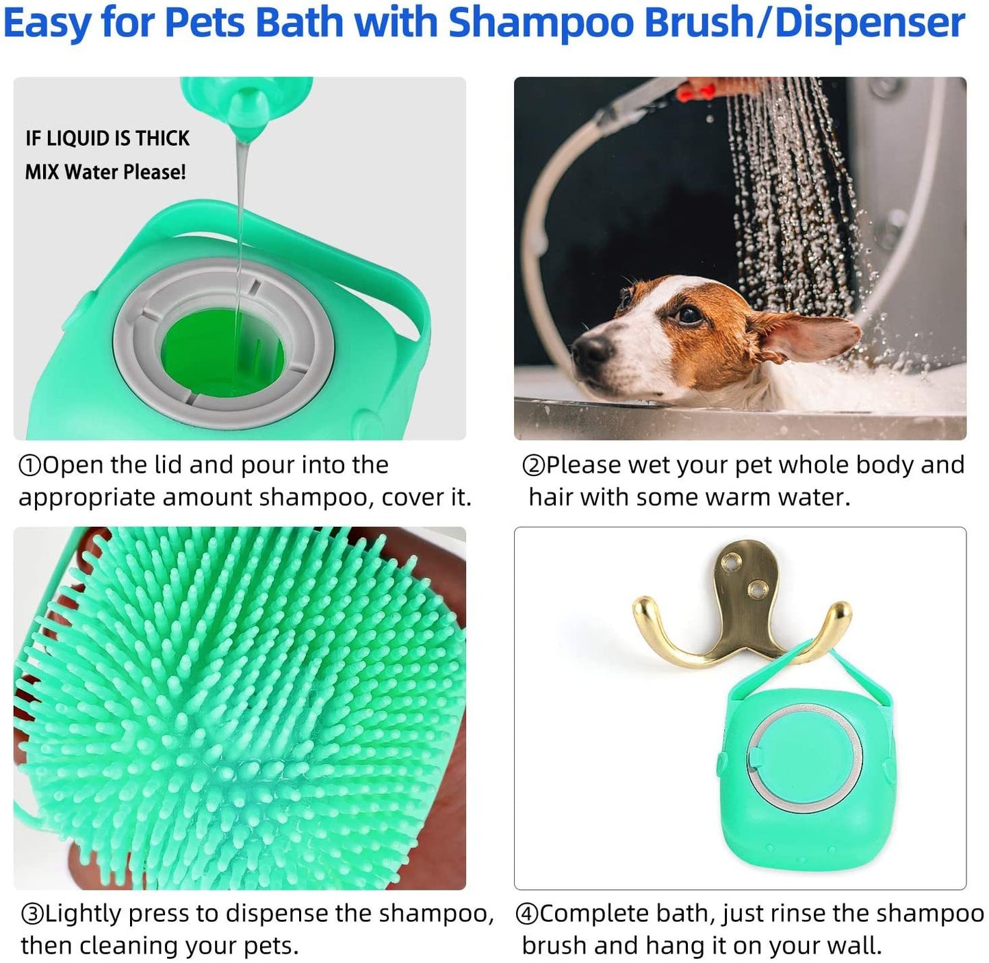 2-in-1 Pet Shampoo Bath Brush