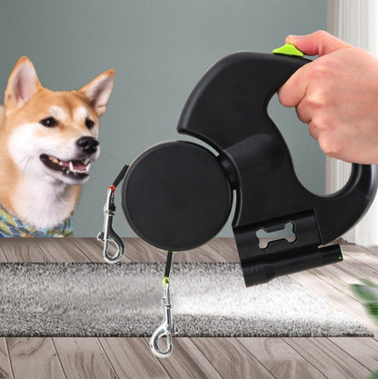 Tangle-Free Dual Dog Leash with LED Flashlight