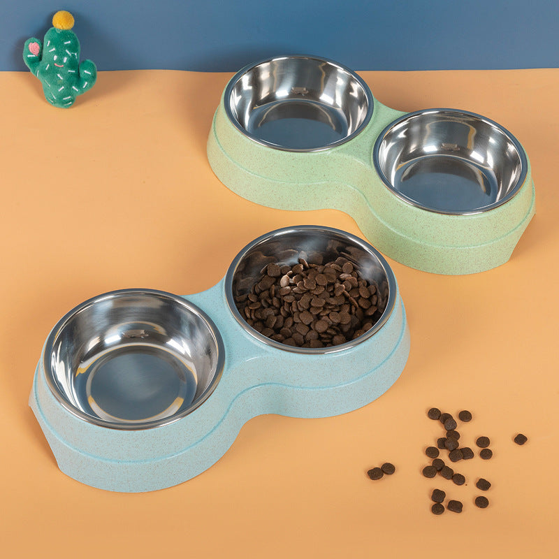 Double Stainless Steel Pet Bowl Set