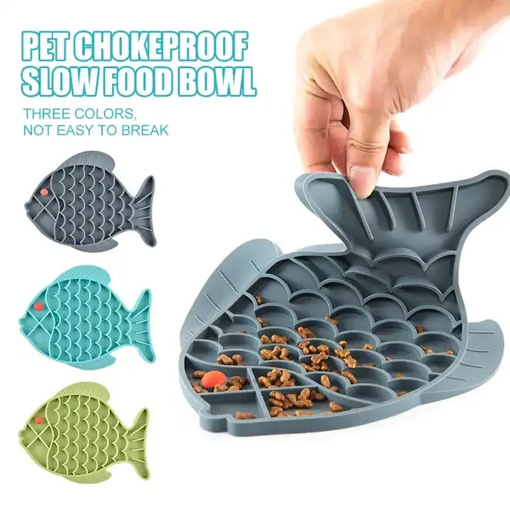 Fish-Shaped Slow Feeder Mat