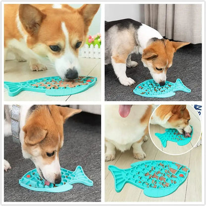 Fish-Shaped Slow Feeder Mat