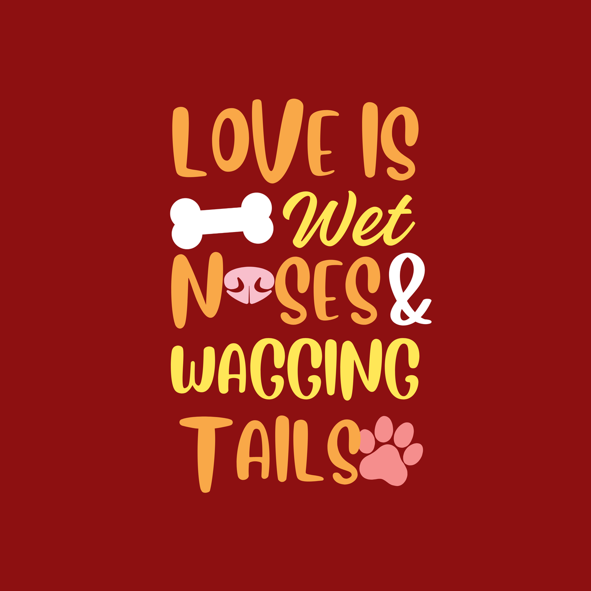 Vritus wet noses and wagging tails tshirt - Red
