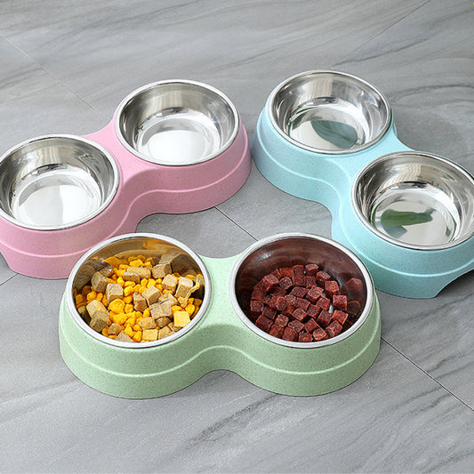 Double Stainless Steel Pet Bowl Set