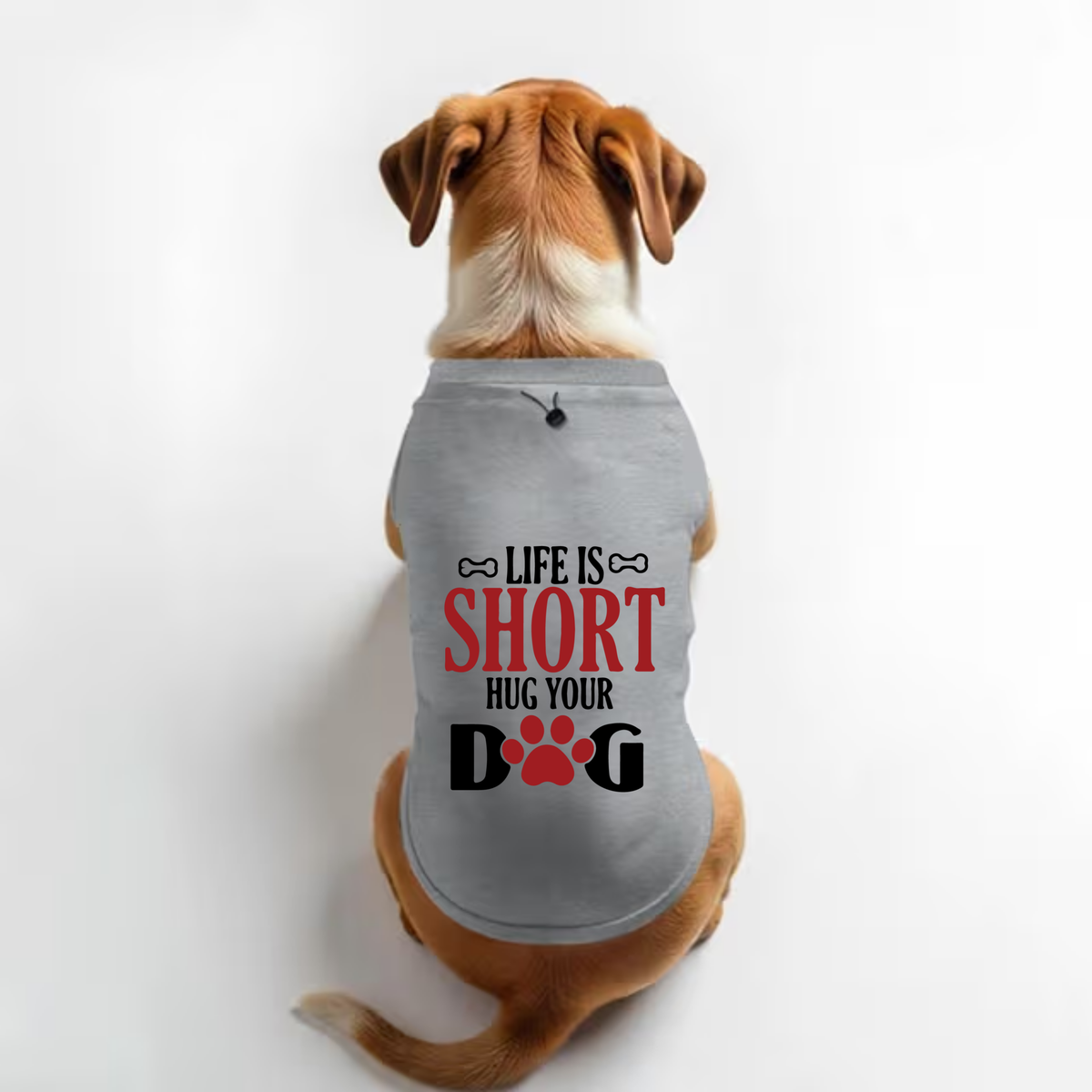 Vritus Life is Short Hug your dog tshirt - Grey