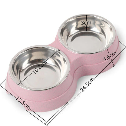 Double Stainless Steel Pet Bowl Set