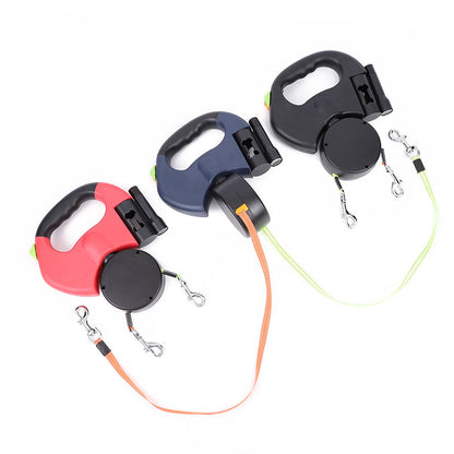Tangle-Free Dual Dog Leash with LED Flashlight