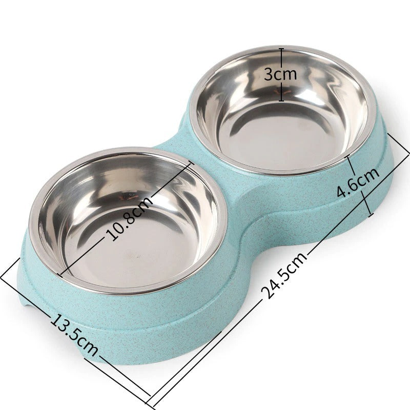 Double Stainless Steel Pet Bowl Set