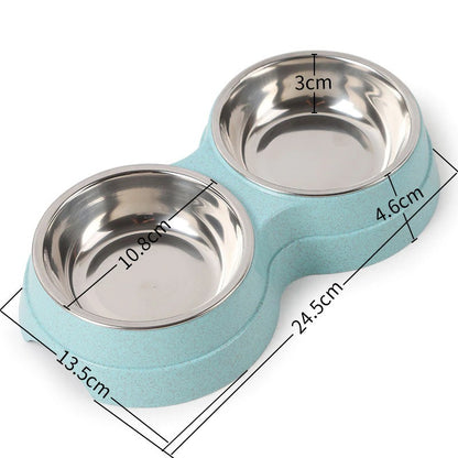 Double Stainless Steel Pet Bowl Set
