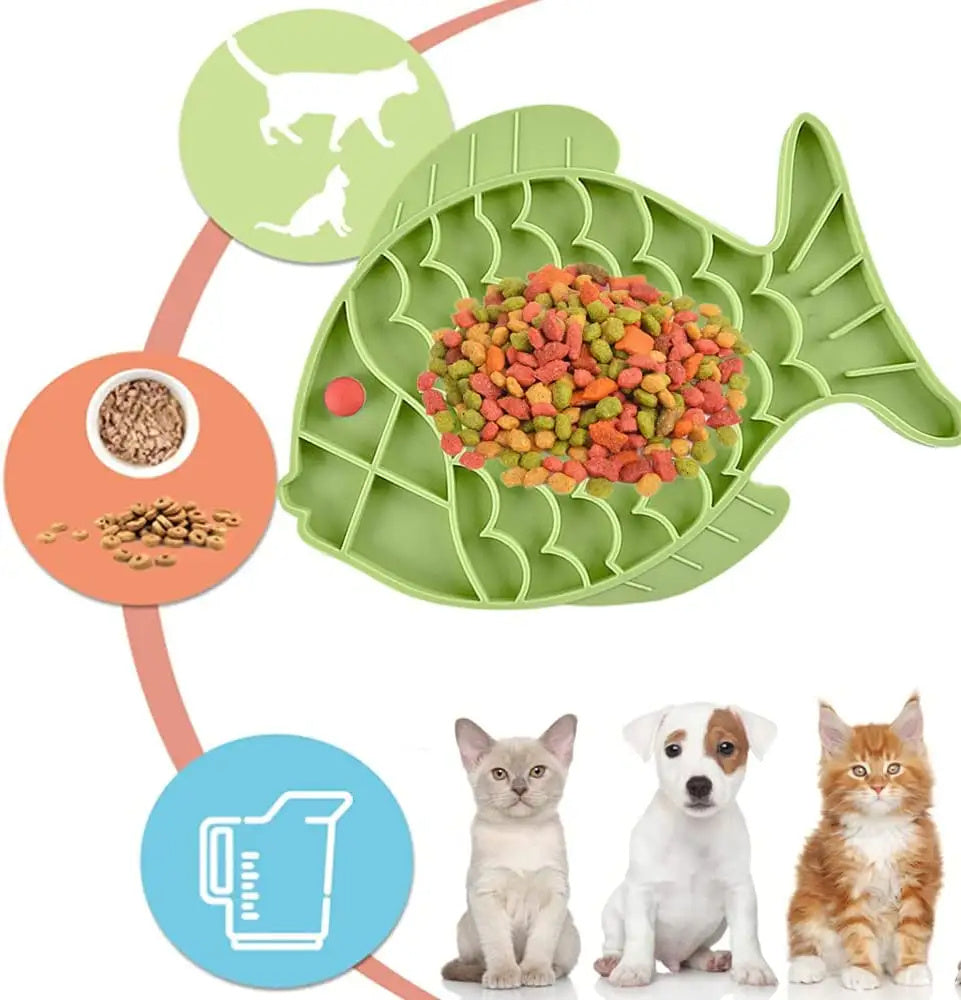 Fish-Shaped Slow Feeder Mat