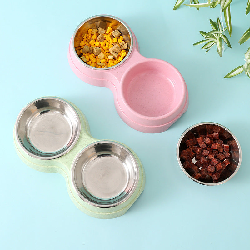 Double Stainless Steel Pet Bowl Set