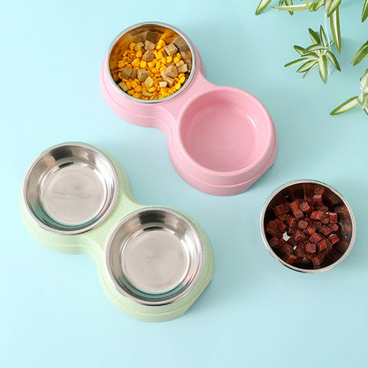 Double Stainless Steel Pet Bowl Set