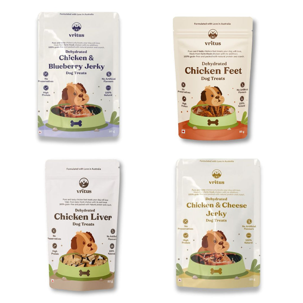 Chicken Heart + Chicken Liver + Chicken Blueberry Jerkey	+ Chicken Cheese Jerkey | Pack of 4